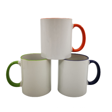 Alta calidad de dos colores personalizados 11 oz sublimación en blanco Color de porcelana dentro de la taza